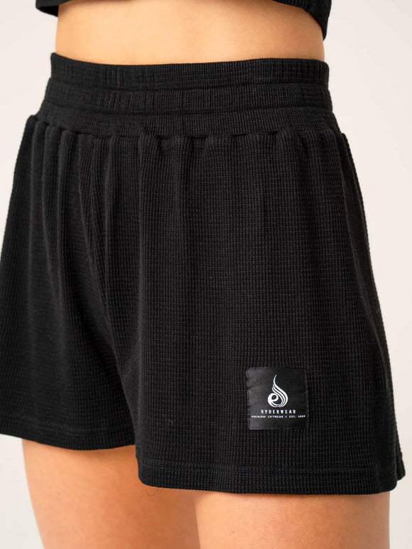 Ryderwear Women's Waffle Lounge Shorts - Black