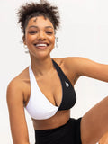 Duo Halter Twist Sports Bra - White/Black - S