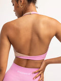 Duo Halter Twist Sports Bra - Musk Pink/Tan - M