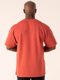 Throwback Oversized Fleece T- Shirt - Dusty Red - M