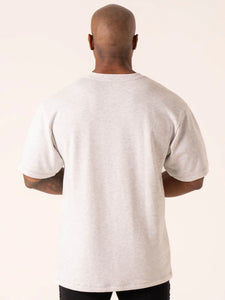 Throwback Oversized Fleece T-Shirt - Snow Grey Marl